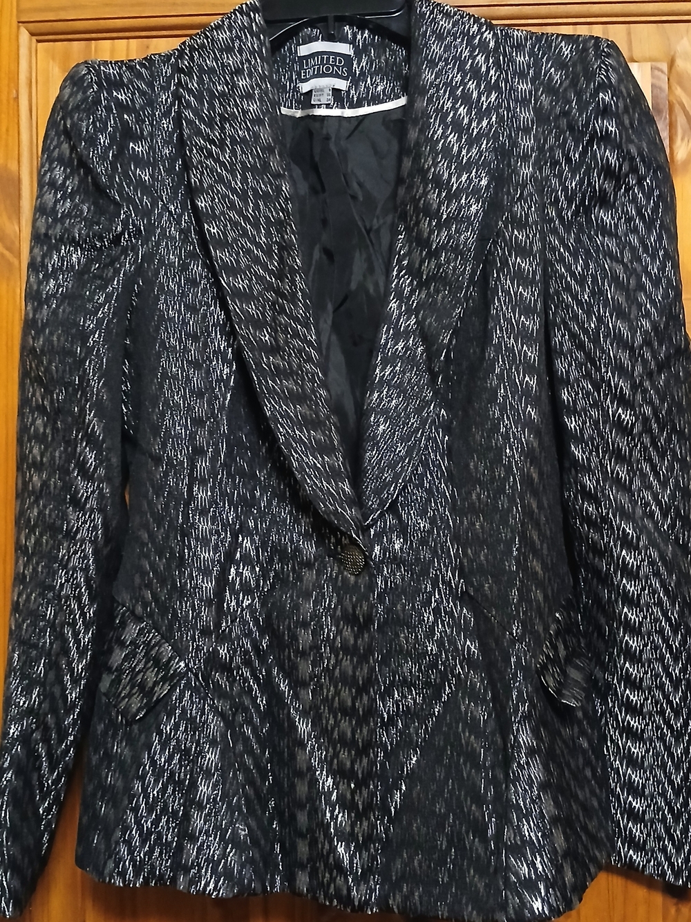 Women's Black Metallic Blazer - Shimmer Tailored Jacket